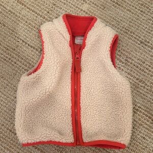Hanna Andersson Cream and Red Fleece Vest